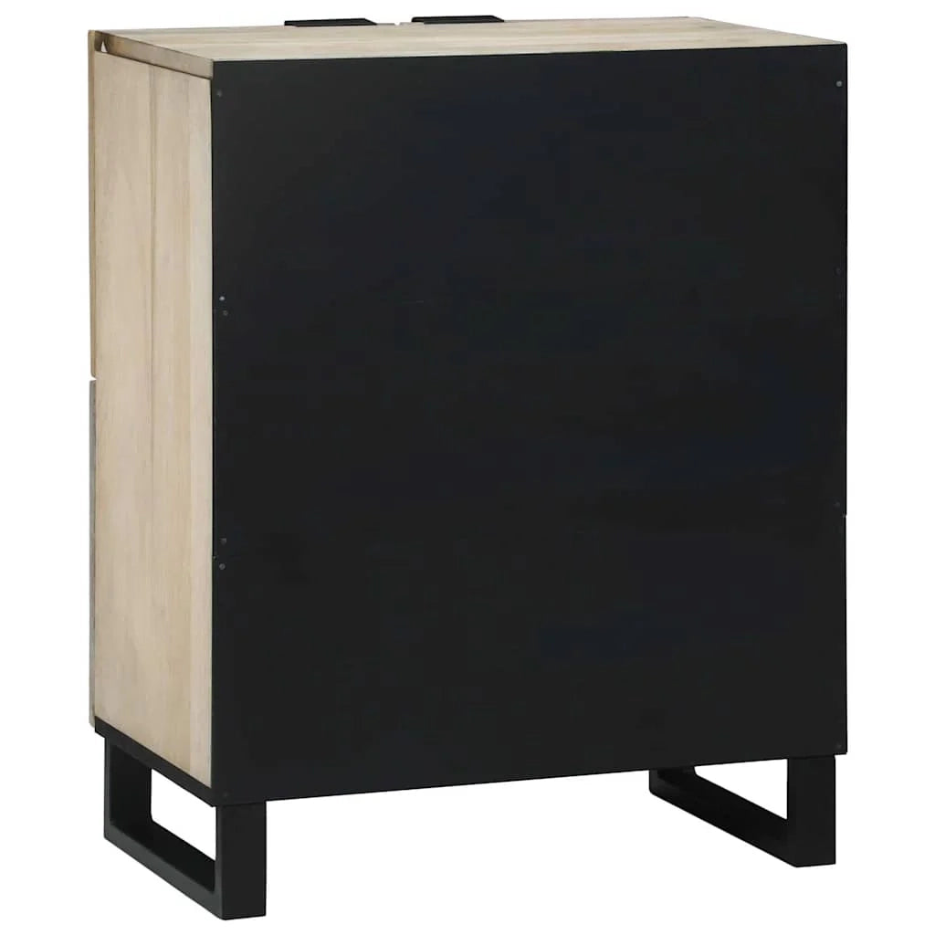 Credenza rettangolare in legno massello di mango con ripiani funzionalità rustica soggiorno 60 x 33 x 75 cm legno naturale 02_0057784