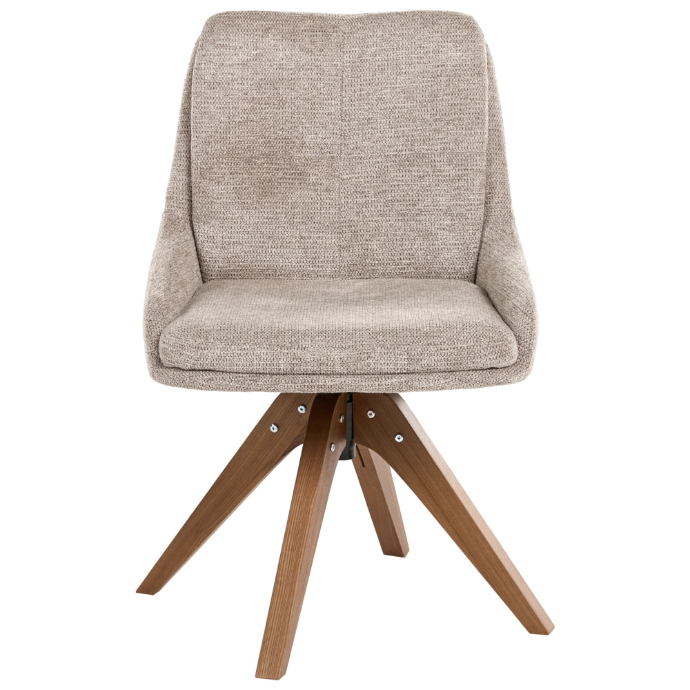 Set di 2 sedie da pranzo girevoli Rivestimento in tessuto tortora Base con gambe in legno girevoli in metallo