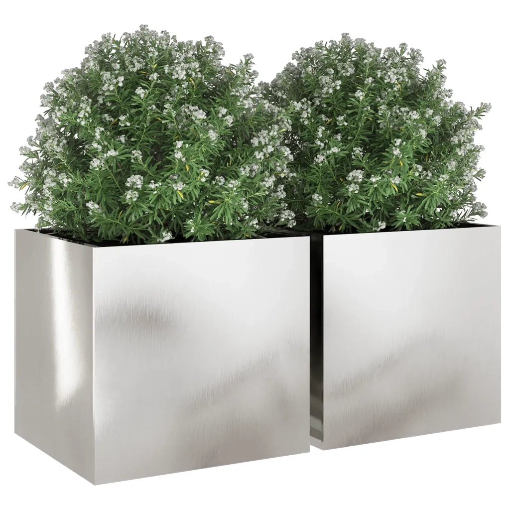 Fioriere 2 pz Argento 49x47x46 cm in Acciaio Inox 841568