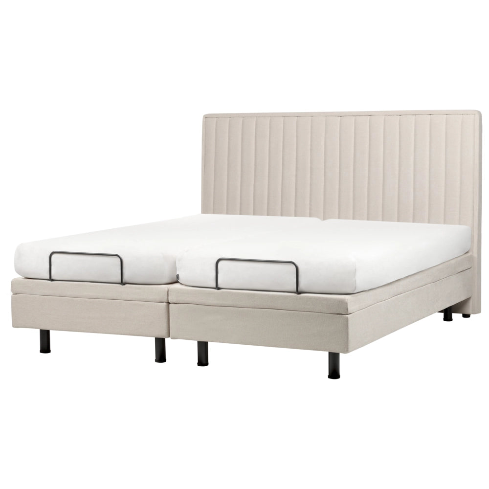 Letto Tessuto Beige chiaro Elettrico Regolabile con Telecomando 180 x 200 cm