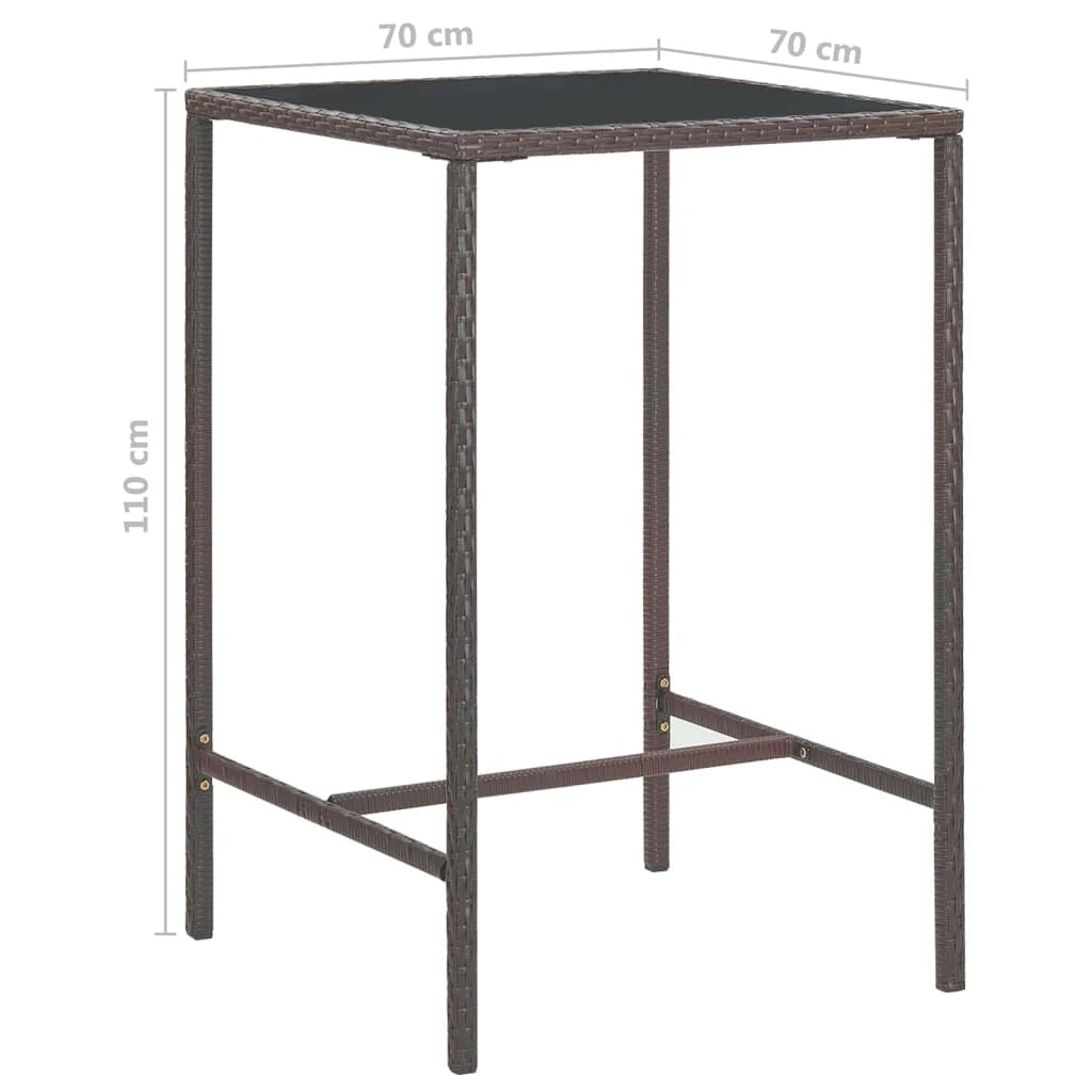 Set da bar da giardino 5 pezzi e cuscini in resina intrecciata marrone 02_0013348