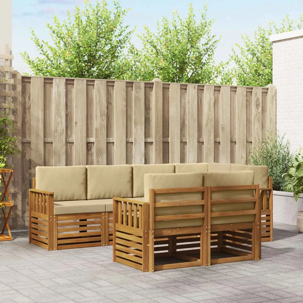 Set divano sezionale con cuscino 7 pcs Naturale e Beige 3374963