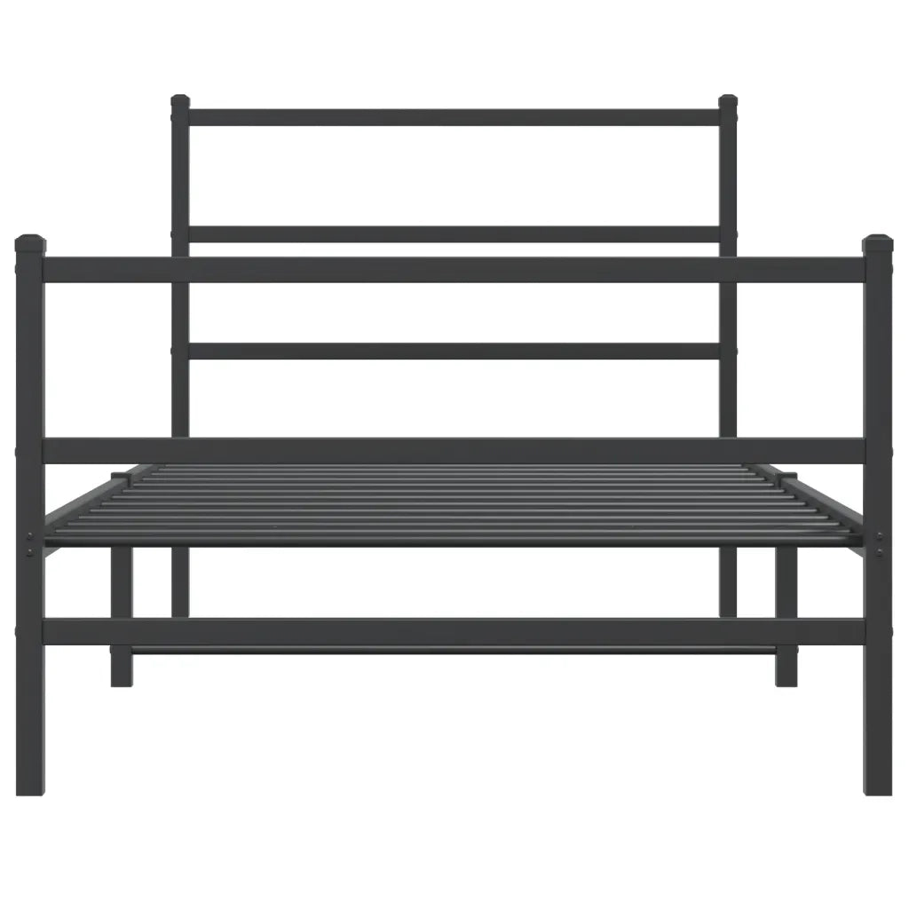 Giroletto con Testiera e Pediera Metallo Nero 100x190 cm 355377