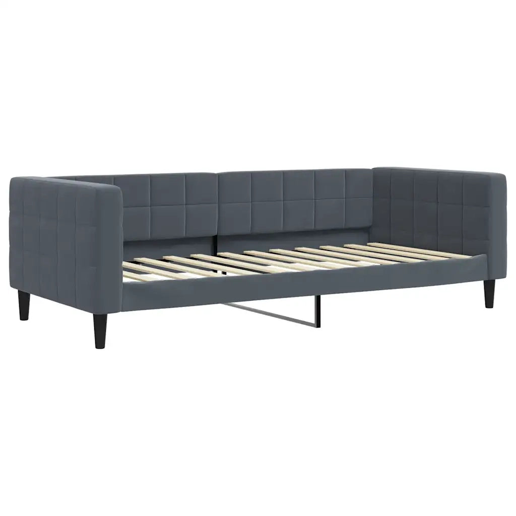 Divano Letto Estraibile Cassetti Grigio Scuro 90x200cm Velluto 3196764