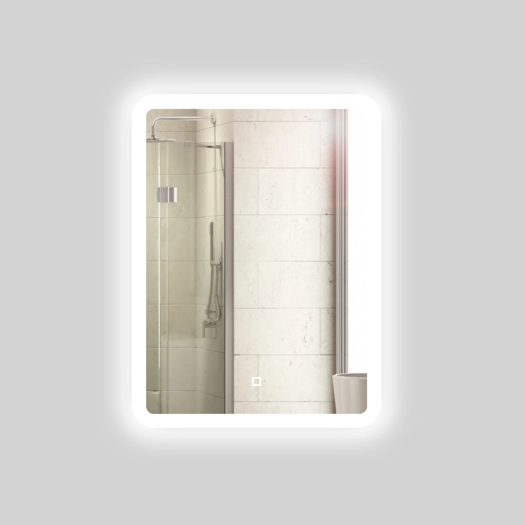 Specchio 5 mm rettangolare led interruttore touch alluminio mdf bagno *** misure 50x70 cm, tonalità dimmerabile 2700...