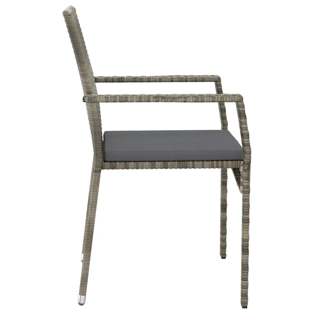 Sedie da Giardino con Cuscini 4 pz | Sedie da Esterno in Polyrattan Grigie