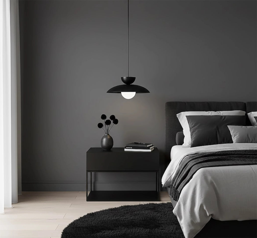 Lampada sospesa MULAN doppia cupola bianco nero 1xG9 Emibig