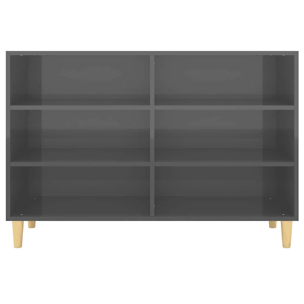 Buffet credenza cassettiera mobiletto mobile contenitore organizer per cucina soggiorno salotto finitura lucida 103,5 x 35 x 70 cm legno ingegnerizzato grigio 02_0031814