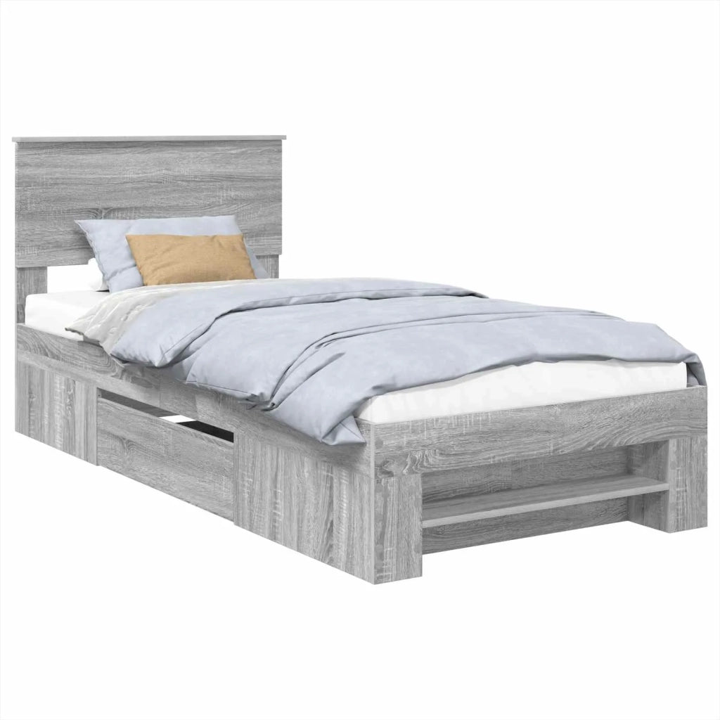 Struttura del letto Grigio Sonoma 100 x 200 m Legno multistrato