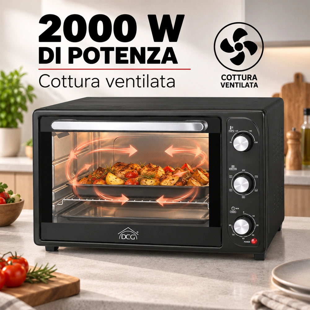Forno Elettrico Ventilato 45 Litri 2000W Con Timer e Spia Luminosa DCG MB9845N