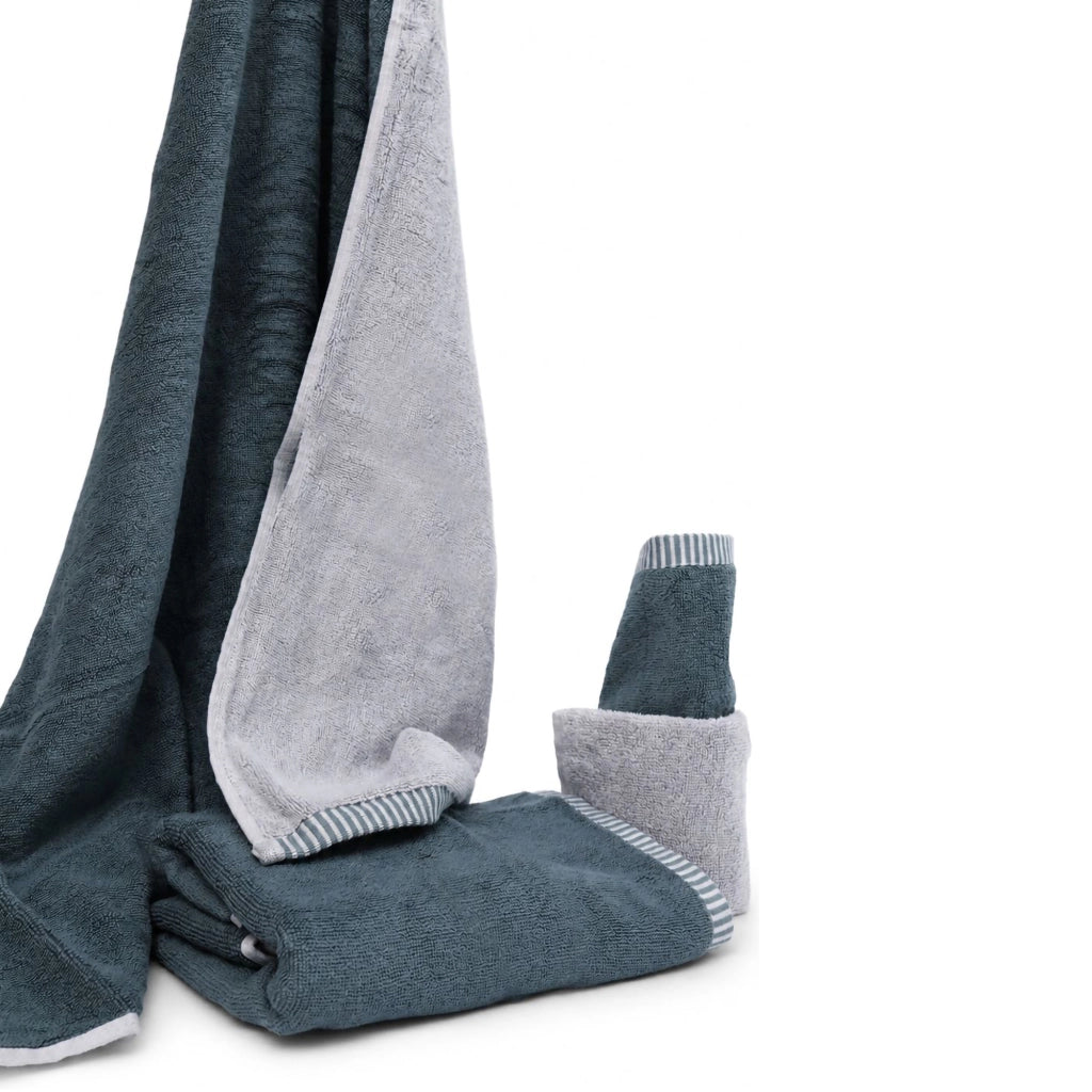 Sazaga, set di Asciugamani 100% Cotone set da 2 Reversibile, Grigio Chiaro