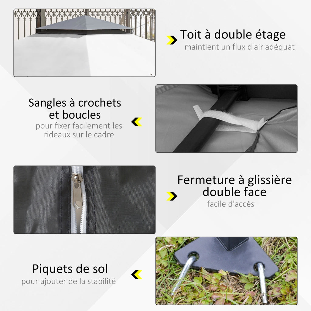 Gazebo da giardino pieghevole con zanzariere e sacco a rotelle ¨C Zephmum ¨C Grigio