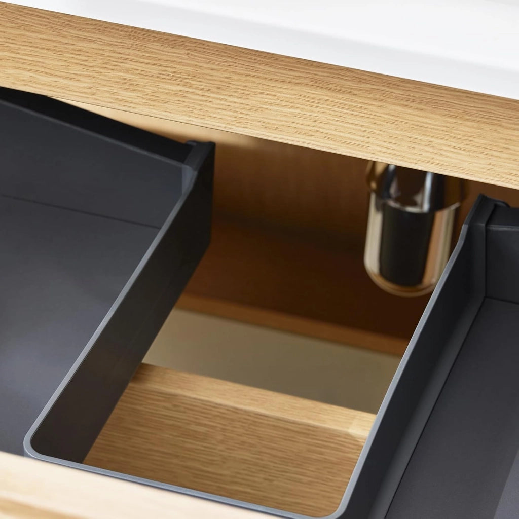 Set arredo da bagno Specchio a parete+ Mobile lavabo Naturale BZR198-N