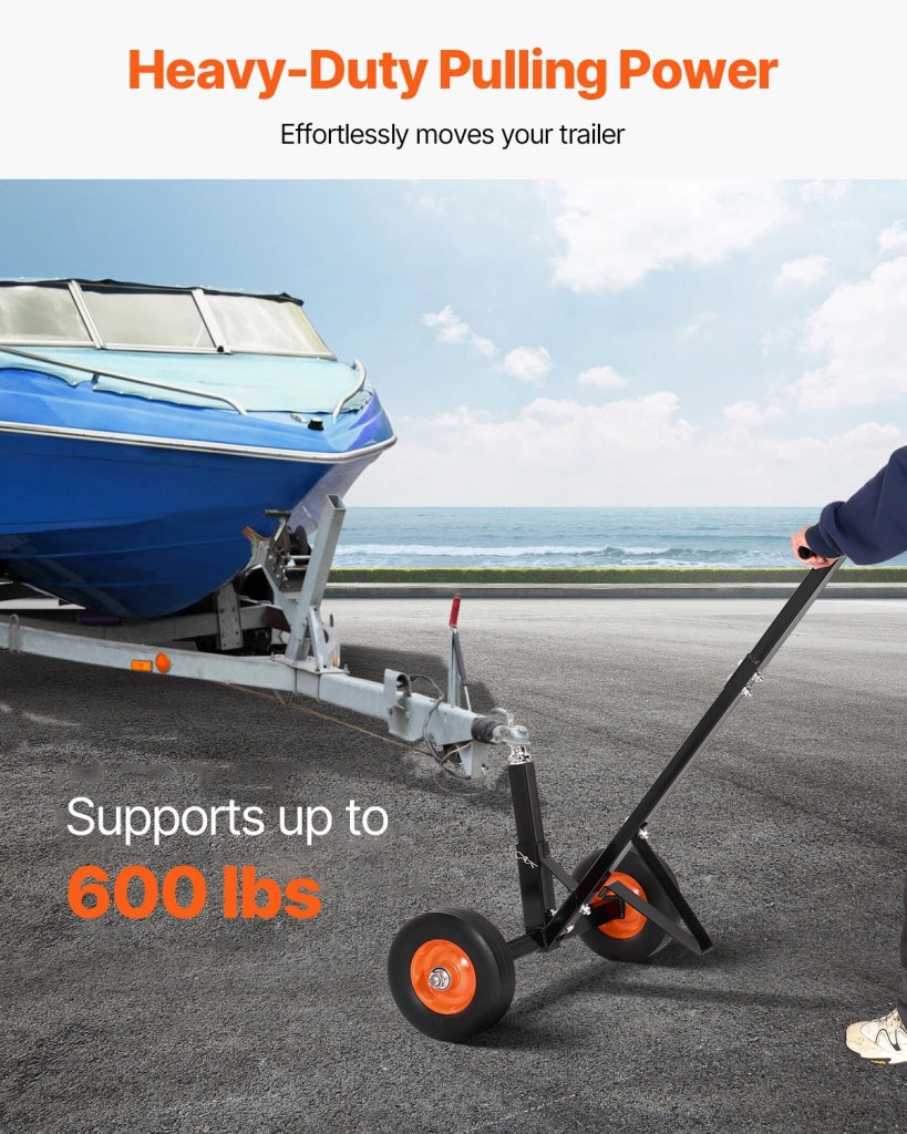 Carrello Sposta Rimorchio Manuale QYC600-B in Acciaio al Carbonio Regolabile 42-56 cm con Sfera 47,3 mm per Barca Camper 272 kg