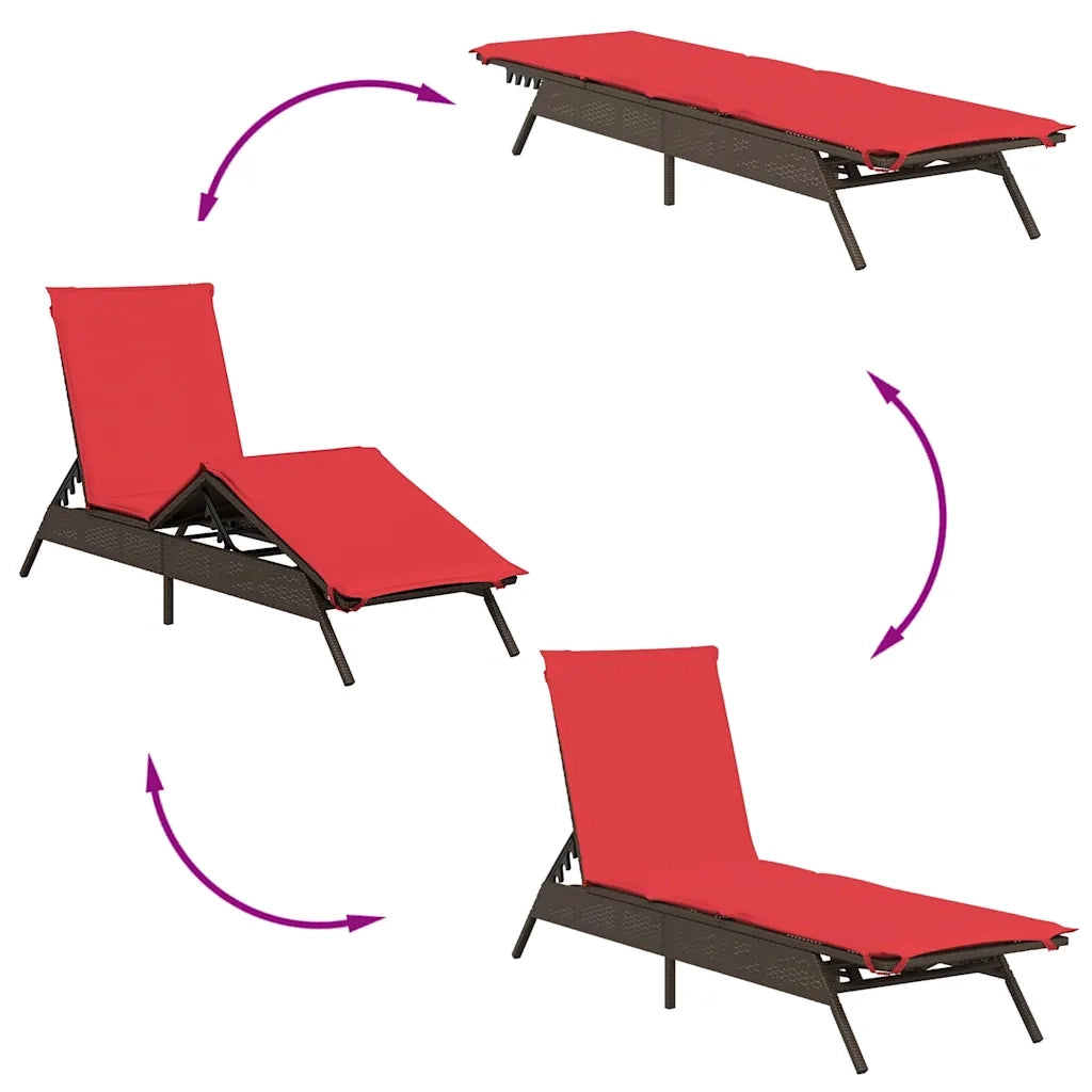 Lettini Prendisole 2 pz con Tavolino Marrone in Polyrattan 4002717