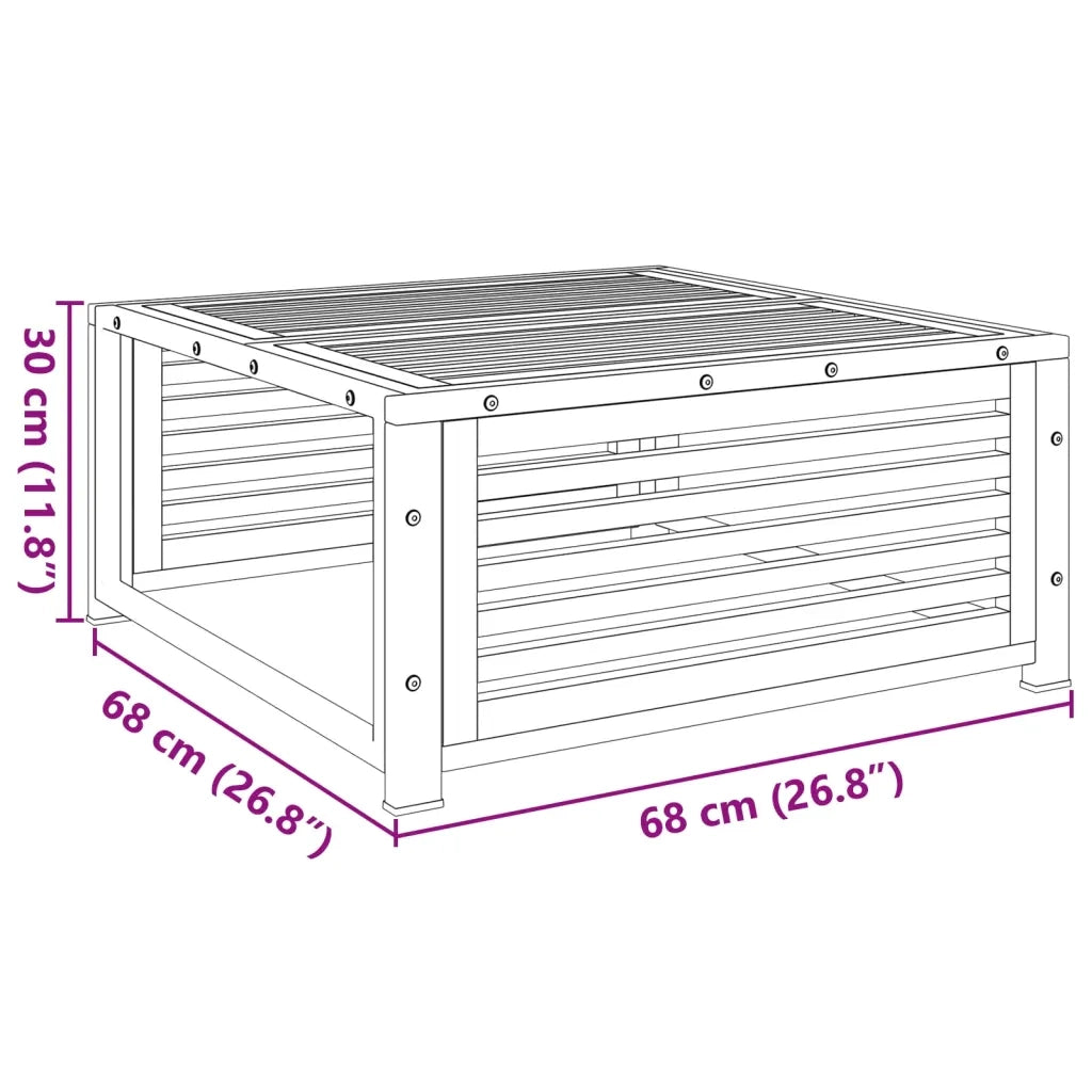 Tavolo da Giardino 68x68x30 cm in Legno Massello di Acacia