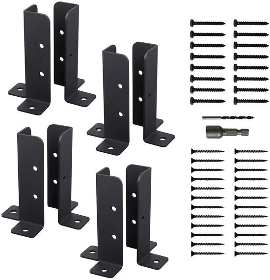 Anker per pergola o hortus - Bevestigingsbeugel in acciaio - Nero - Incluso kit di installazione - Duraturo e affidabile - Beugel di fissaggio per pergole e cancelli