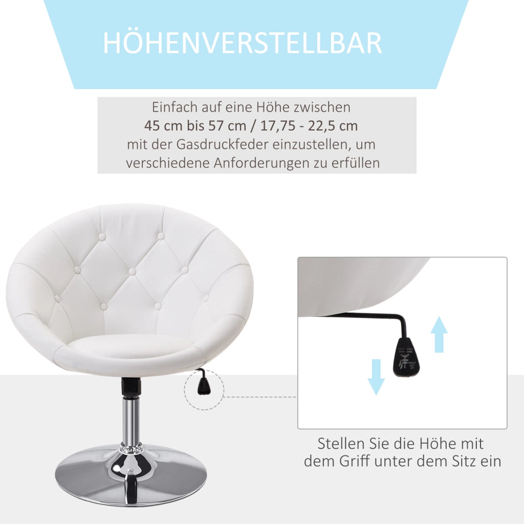 SGABELLO Girevole Regolabile in Altezza 42-54 cm Bianco Acciaio