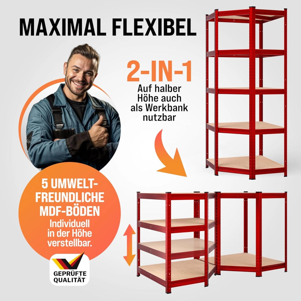 ® Scaffale Angolare Metallo 2625kg 15 Ripiani MDF Scaffalatura Metallica Scaffale Alta Portata Angolo Scaffali