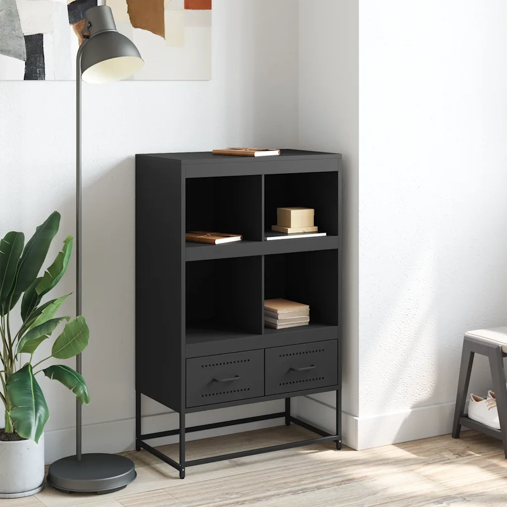 Credenza | Madia | Buffet da pranzo | Armadio da pranzo Nera 68x39x111,5 cm Acciaio