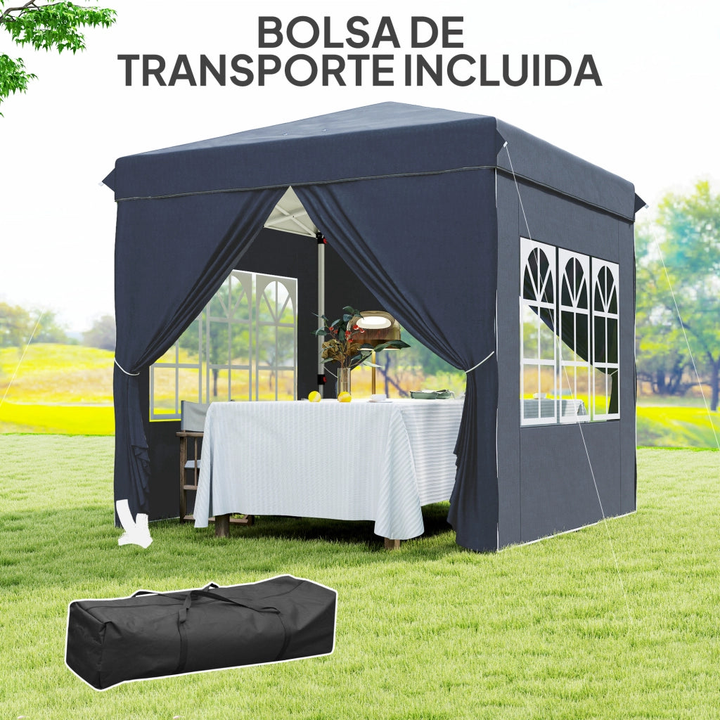 Tenda da giardino pieghevole ¨C zephmum ¨C 2.5x2.5 m blu scuro con borsa