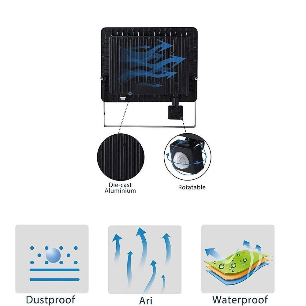 Trade Shop - Faro Led Da Esterno Con Sensore Crepuscolare 200 W Luce Fredda Con Staffa G6200 -