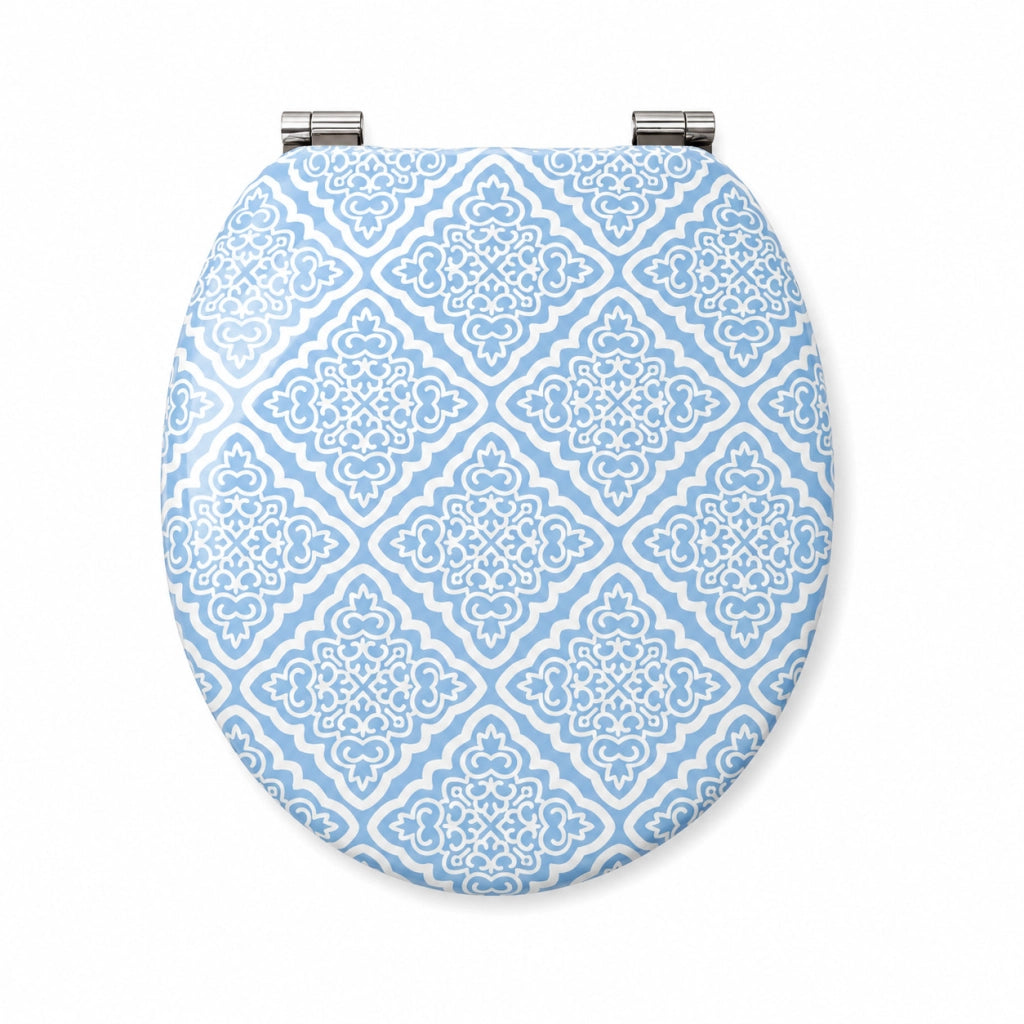 Sedile Copriwater Universale MDF Stampa Maiolica Blu Bianca 43x38 cm 87097