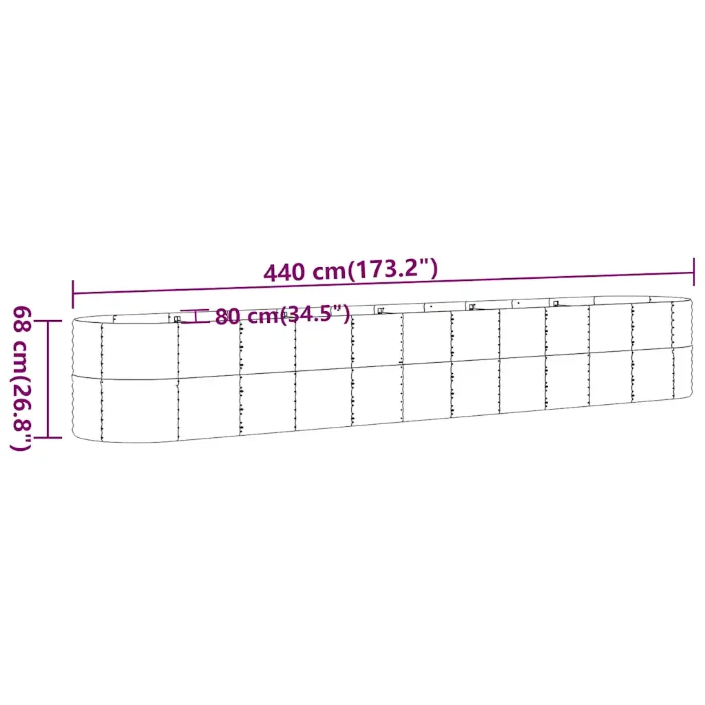 Fioriere | Cassetta per fiori | Letto da Giardino in Acciaio Zincato 440x80x68 cm Antracite