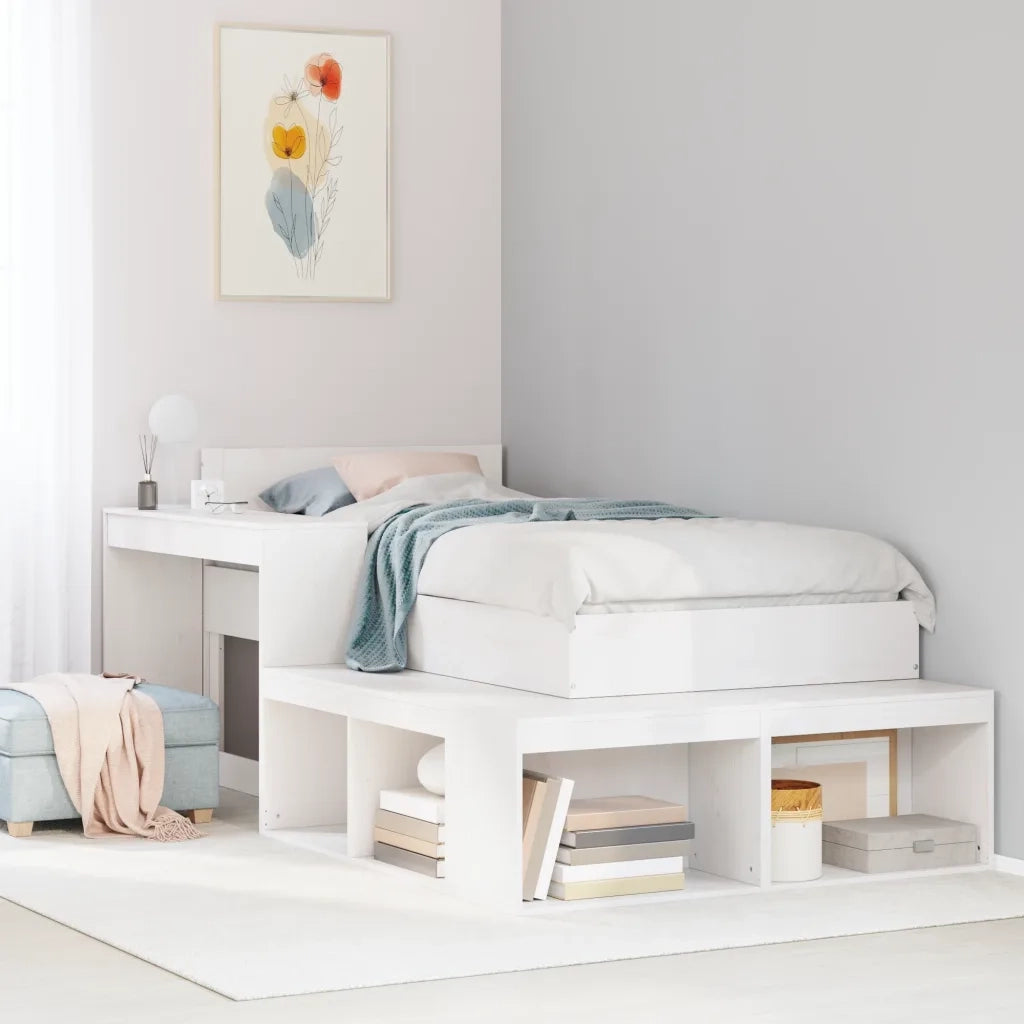Letto senza Materasso Bianco 75x190 in Legno Massello di Pino 3309753