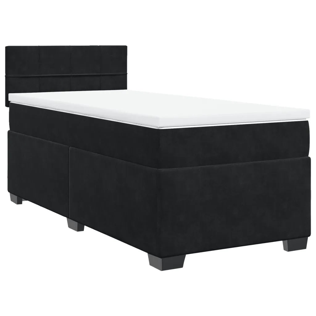 Giroletto a Molle con Materasso Nero 90x190 cm in Velluto 3286200