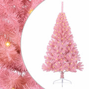 Albero di Natale Artificiale-Albero Natalizio con luci integrate Rosa 150 cm PVC 545863