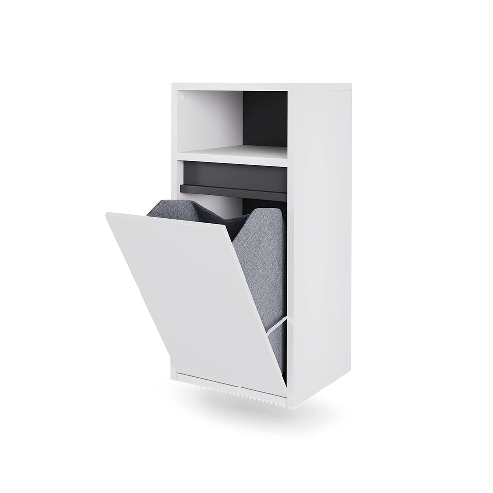 Vicco Mobiletto da bagno Bianco/Grigio 38 x 80 cm con cesto portabiancheria