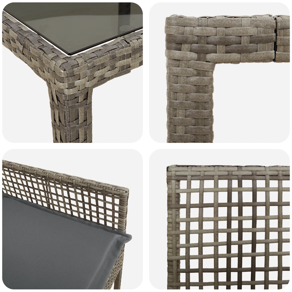 Set da pranzo da giardino 11 pezzi con cuscini Grigio Polyrattan