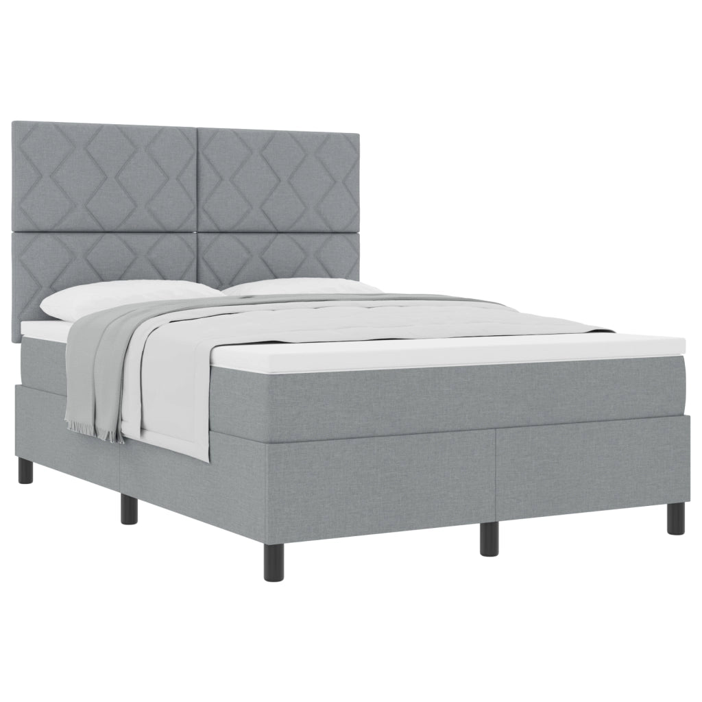 Letto Box Spring e Materasso Grigio Chiaro 160x200 cm in Tessuto