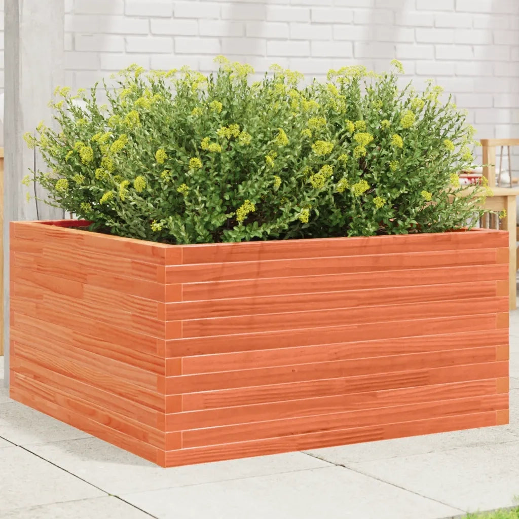 Fioriera Giardino-Vaso da Esterno-Contenitore per Piante Marrone Cera 90x90x46 cm Legno Massello Pino