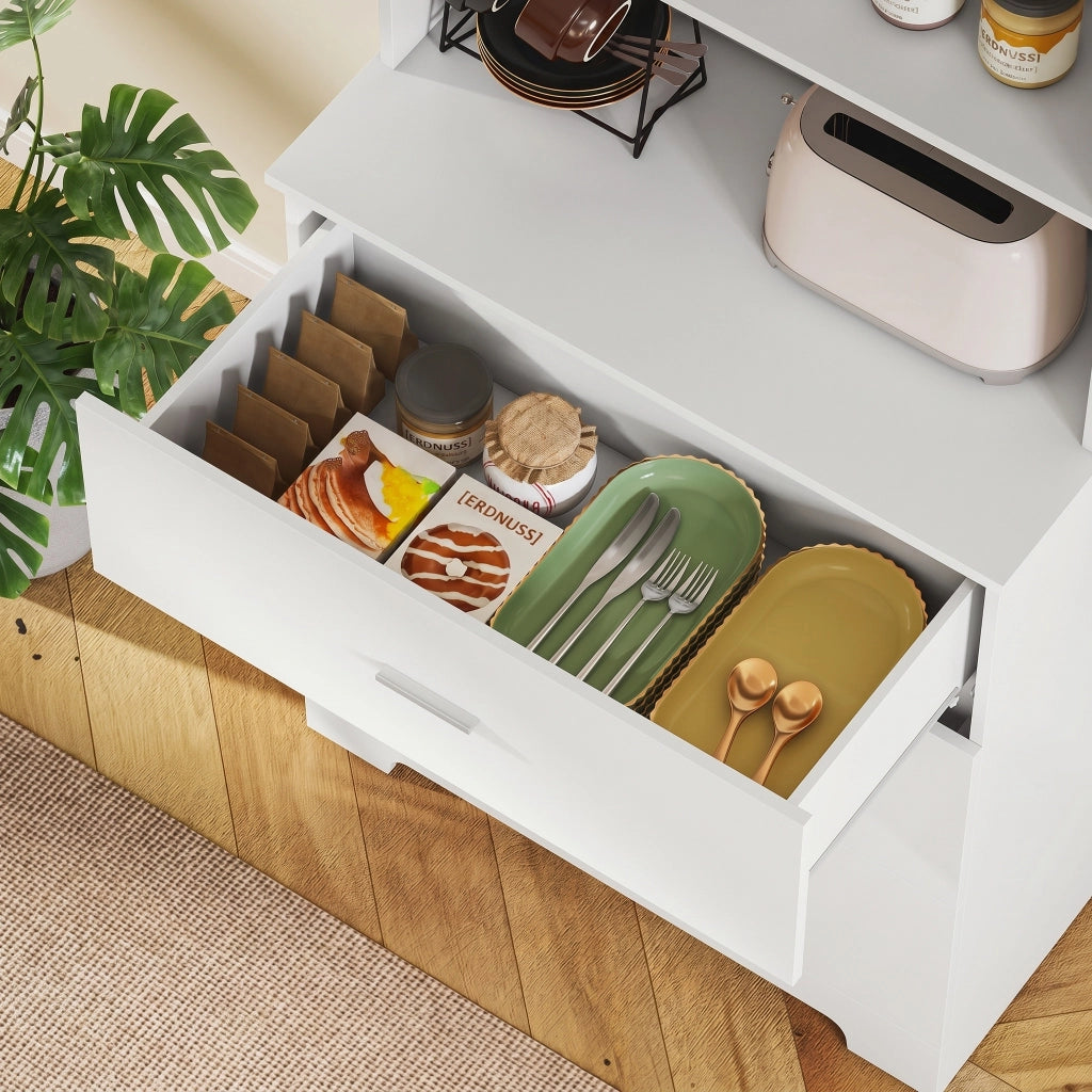 Libreria con vetrina e cassetti ¨C Zephmum ¨C Bianco 79x39.5x180 cm