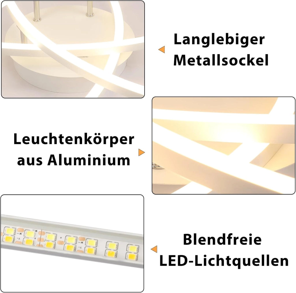 ZMH Lampada da soffitto plafoniera LED design bianca 32W telecomando per soggiorno ufficio