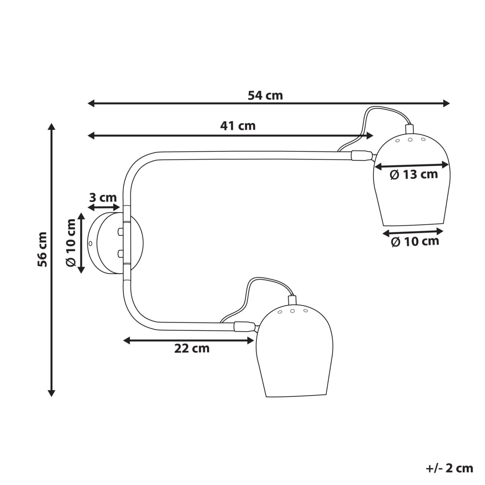 Lampada da parete moderna con 2 paralumi rotondi in metallo con bracci regolabili grigio chiaro look moderno glamour elegante