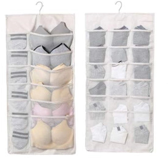 Organizzatore per armadio a doppia faccia - 12/18 contenitori - Stoffa di alta qualità Oxford - 80 x 40 cm - Organizzatore per capi d'abbigliamento - Impermeabile