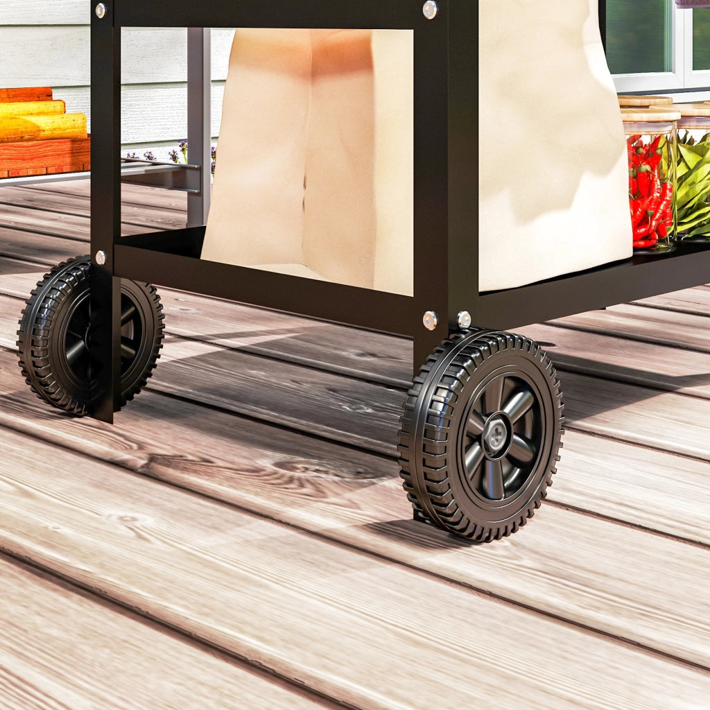 Carrello per Barbecue 100x52x80 cm con Piano in Acciaio Nero