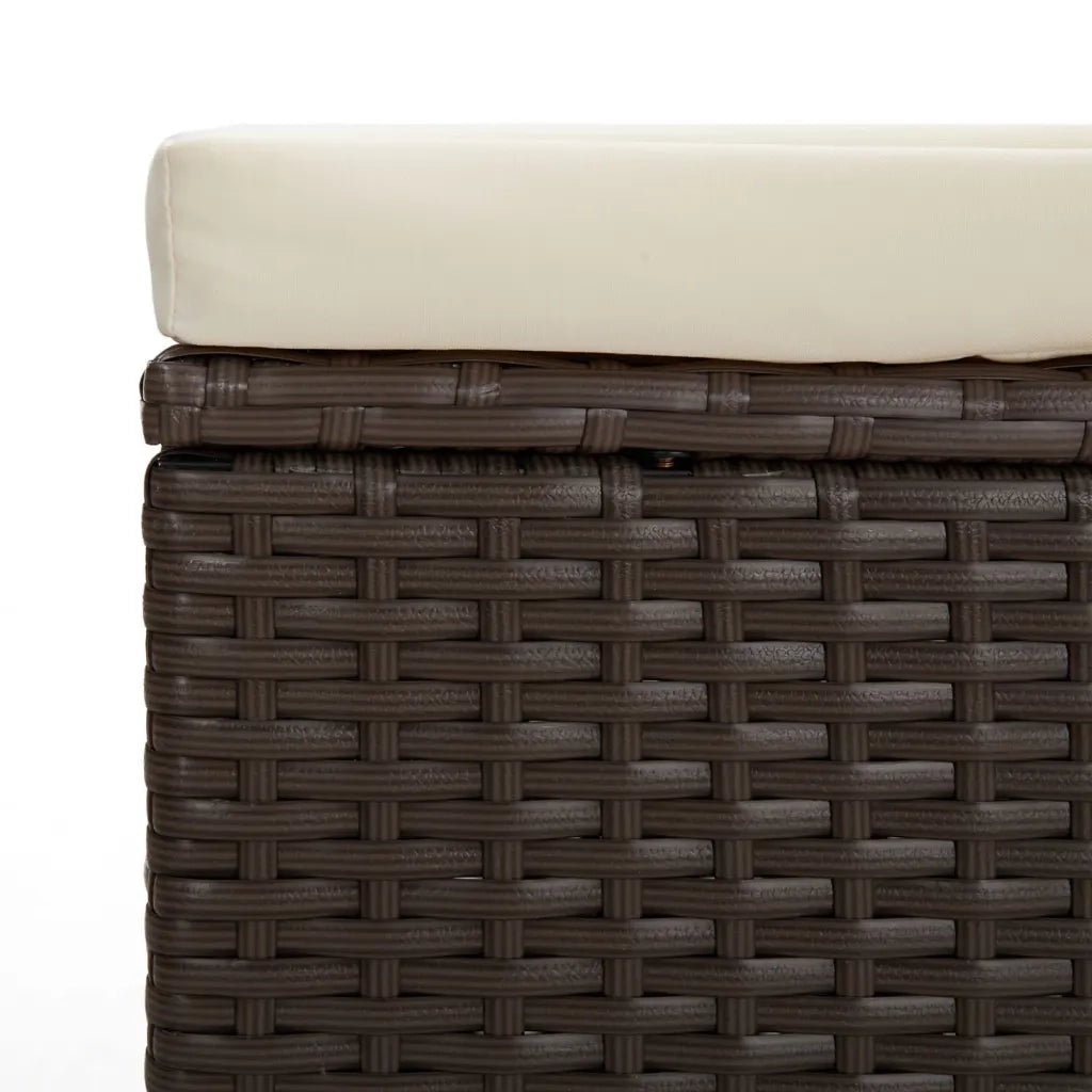 Ottomana con Cuscino Marrone 40x30x40 cm in Polyrattan