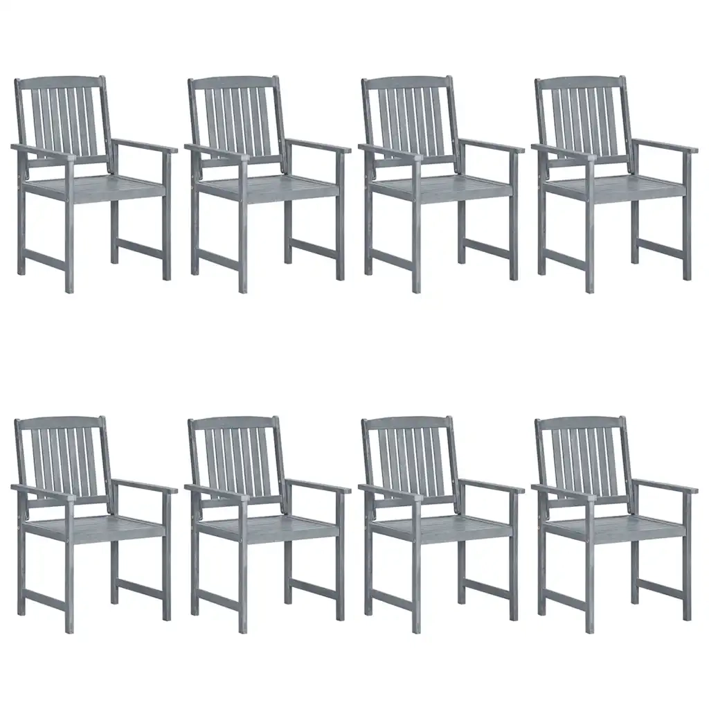 Sedie da Giardino con Cuscini 8 pz in Massello di Acacia Grigie 3078225