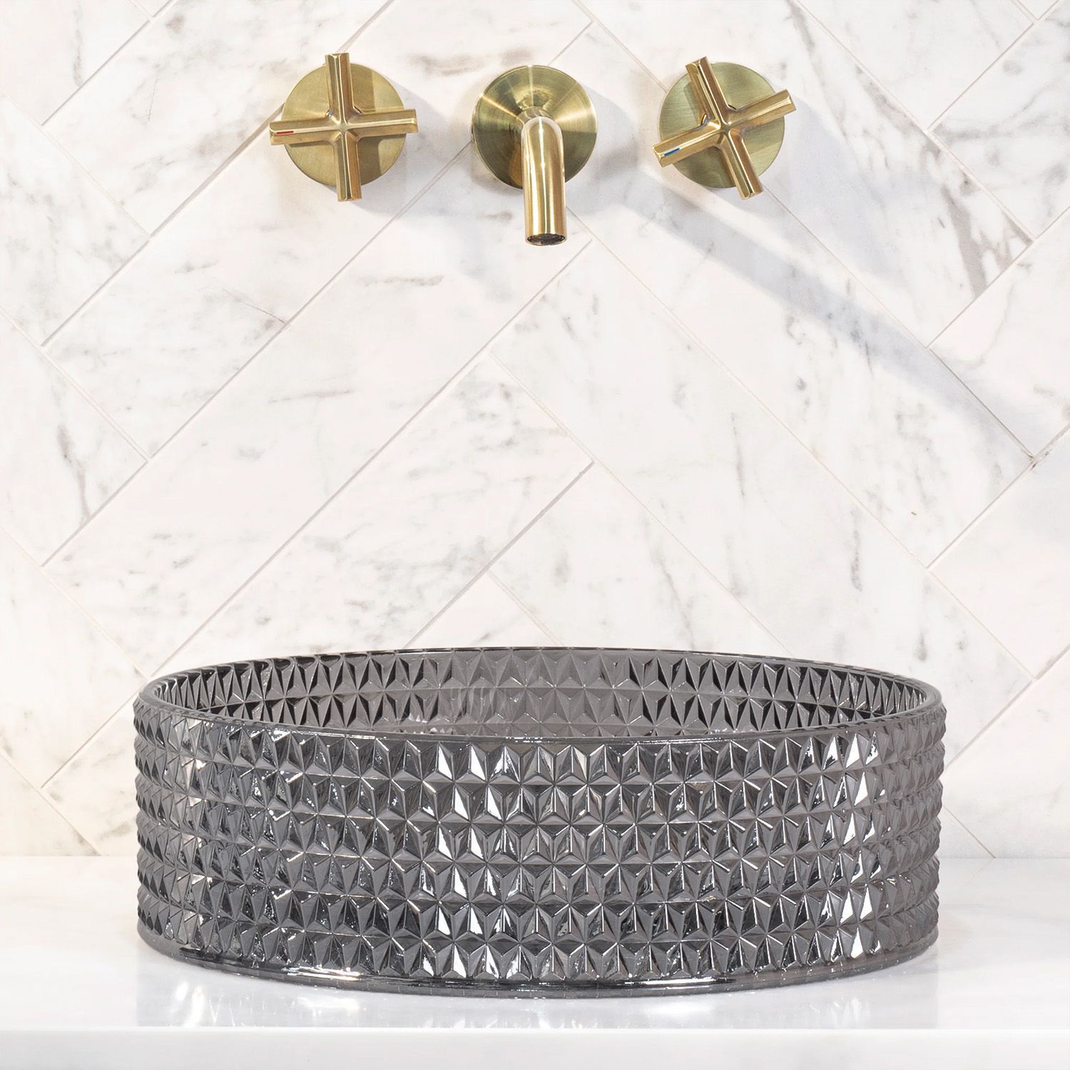 Lavabo Da Appoggio Rea Cristal Black 35