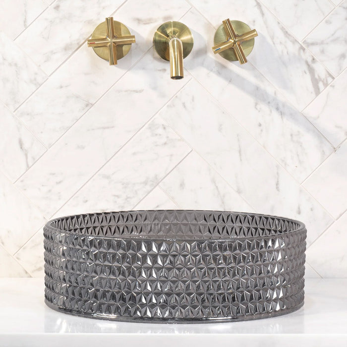 Lavabo Da Appoggio Rea Cristal Black 35