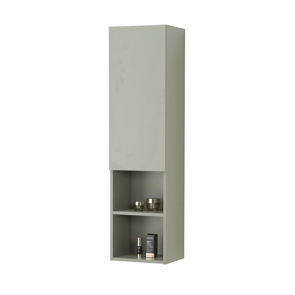 Colonna bagno sospesa verde 30x115 cm con quattro ripiani e anta soft-close Nuvola