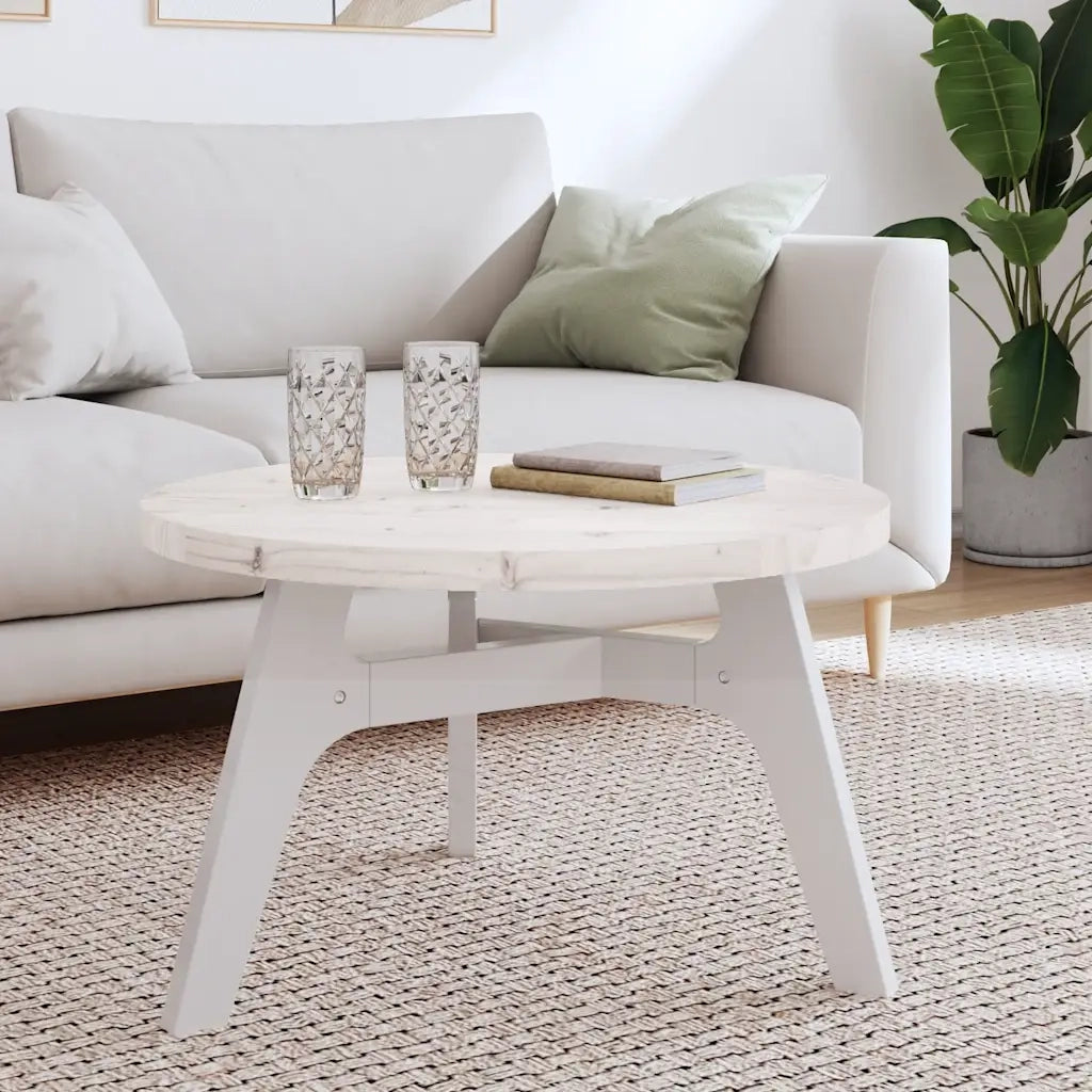 Piano Tavolo Rotondo Bianco Ã˜70x3 cm in Legno Massello di Pino