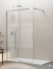 Porta doccia scorrevole 1+1 THALASSA (BASIC) walk-in 90 cm Profilo Cromo vetro serigrafato