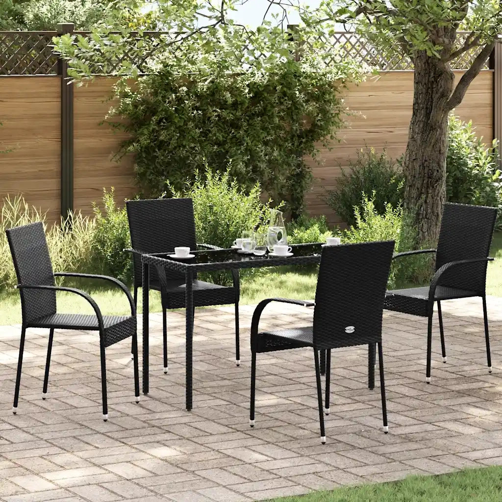 Sedie da Esterno Impilabili 4 pz in Polyrattan Nere 310084