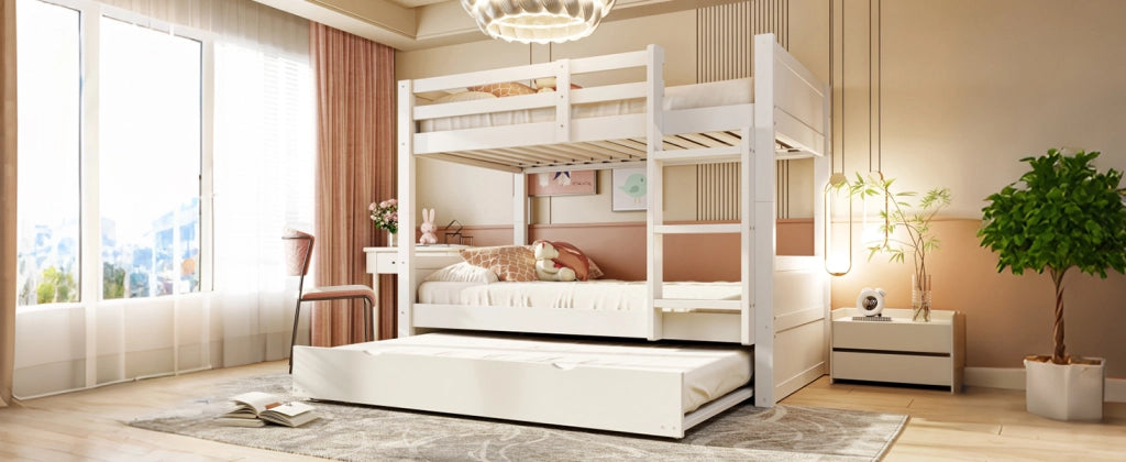 LETTO a castello 90x200 cm in legno bianco con letto estraibile