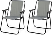 Set di sedie da campeggio pieghevoli da 2 - sedie da campeggio portatili e pieghevoli con schienale - fino a 90 kg - grigio